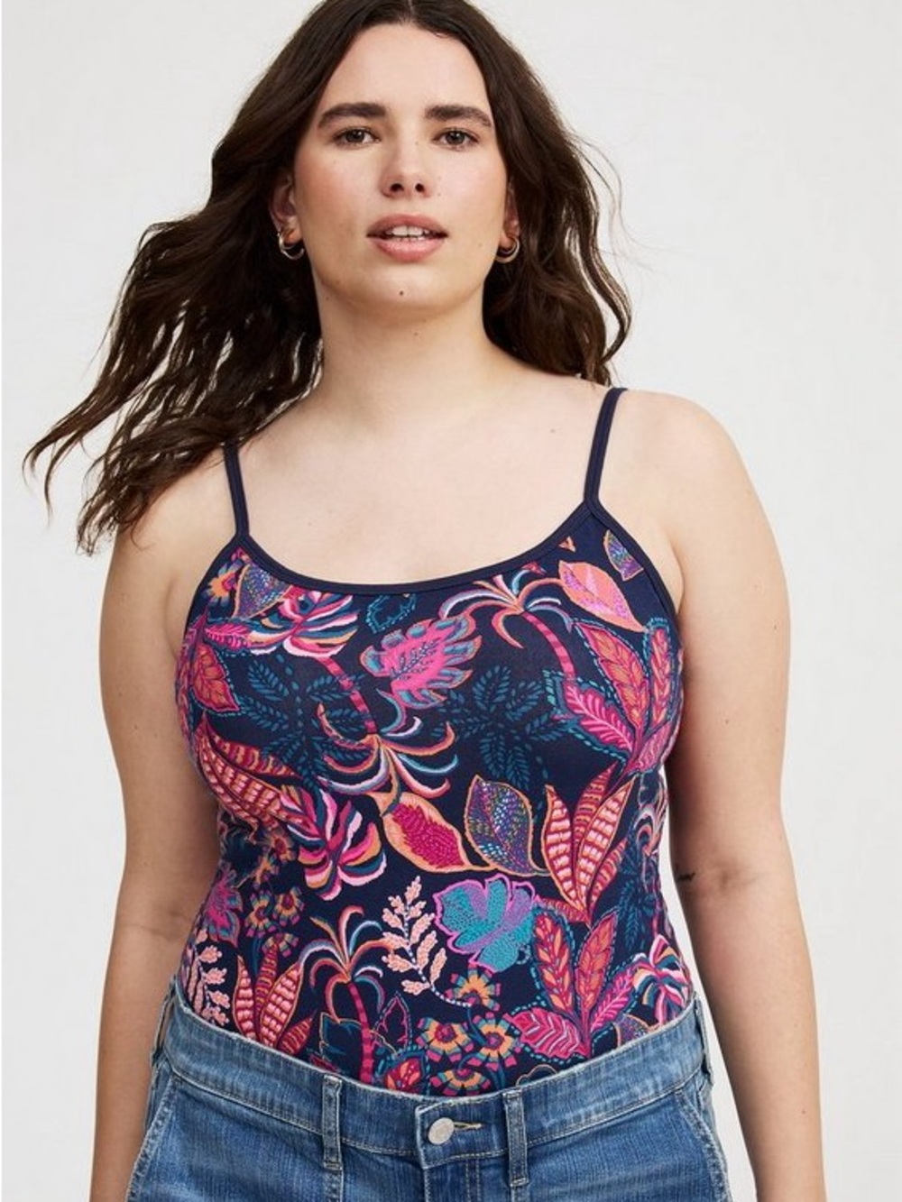 🌿4/$25 • Torrid Connie Leaves Peacoat Foxy Cami Tank